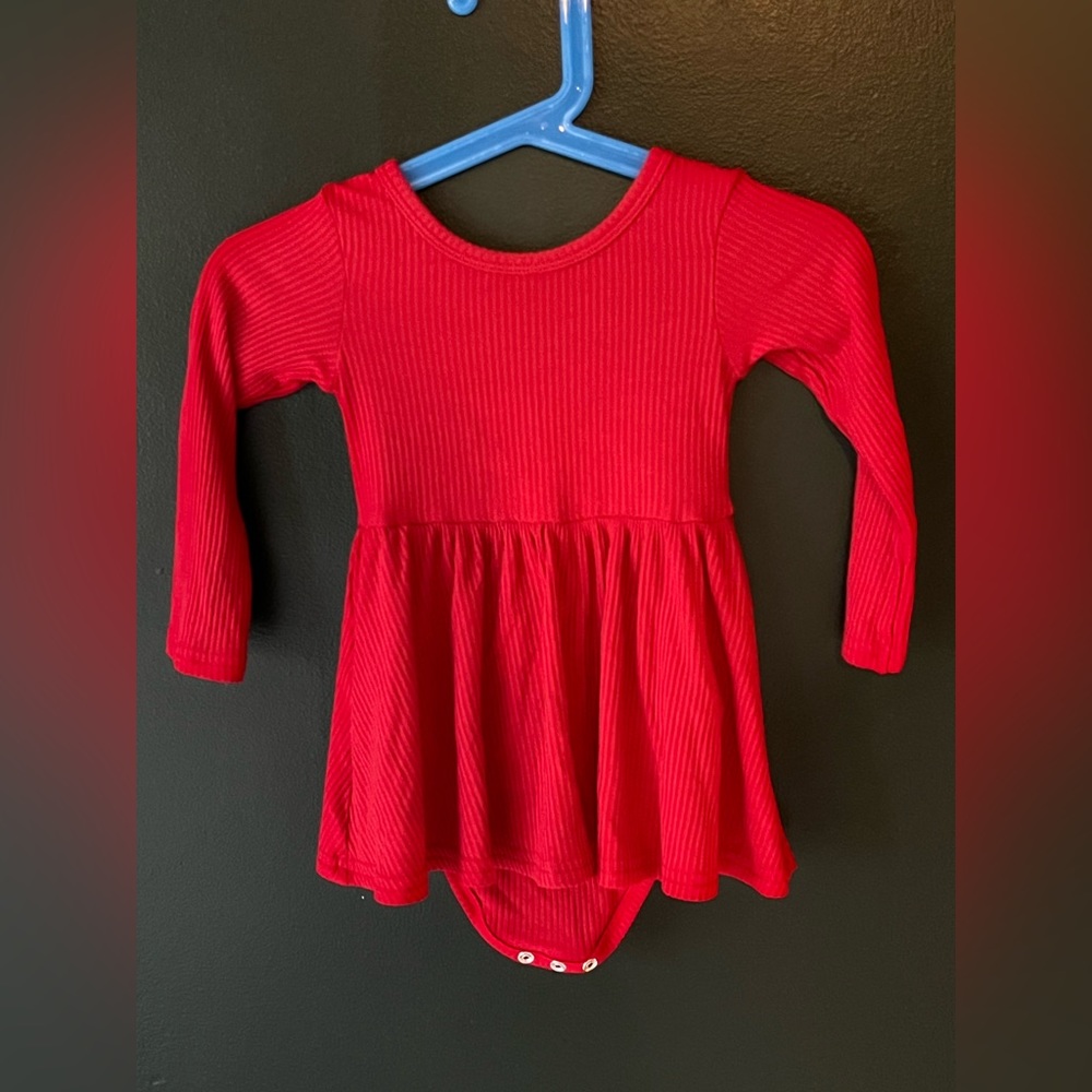 Little Sleepies long sleeved red rib twirl with bodysuit